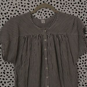 Stripped Short Sleeve Blouse